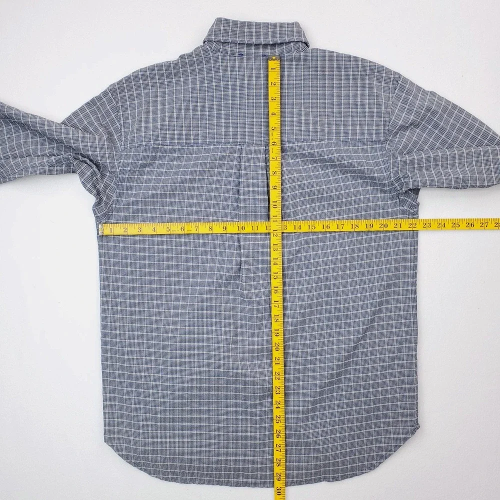 North Face Shirt Mens Medium Gray Blue Plaid Button Down Stretch Outdoor Pocket